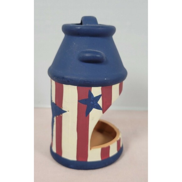 Candle Holder, Clay, Patriotic Star Stripes Red White Blue Independence Day - Picture 4 of 9